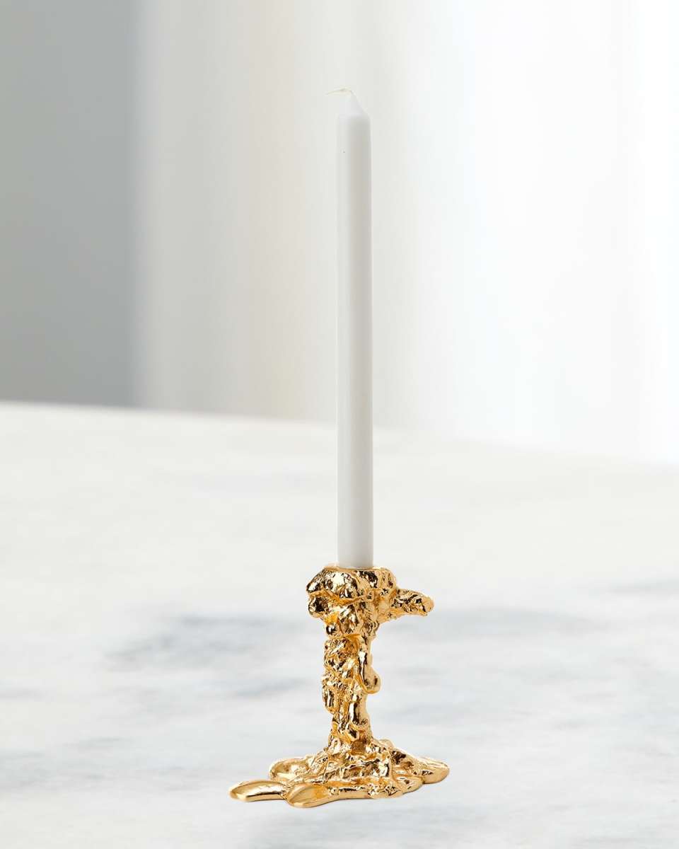Gold Drip Candle Holder - 6"